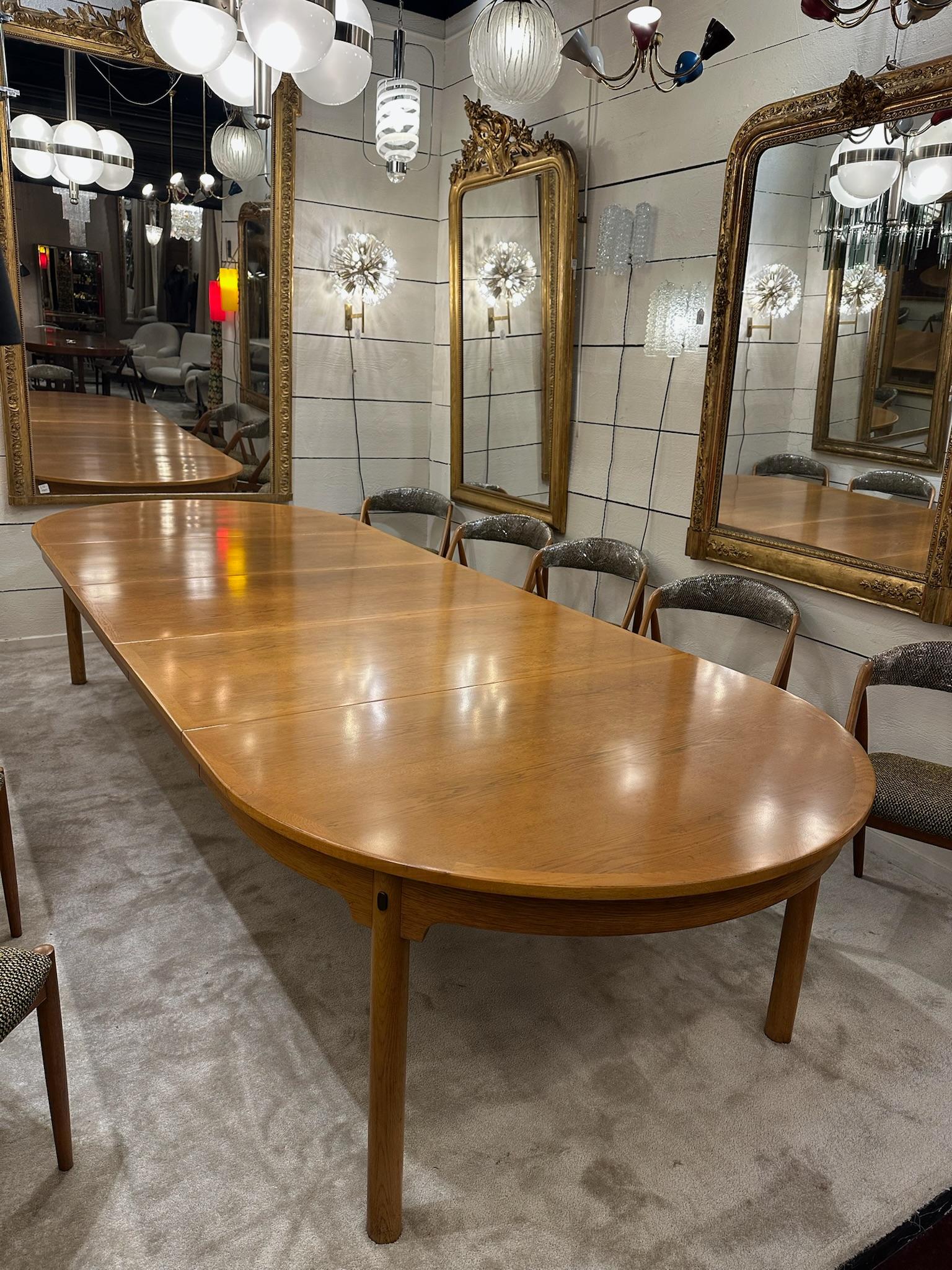 Oak 1960 Very large 4-meter Scandinavian table in light oak For Sale