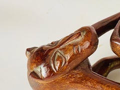 1960 Vide Poche Scultura in Wood ,  Animali che tengono una ciotola