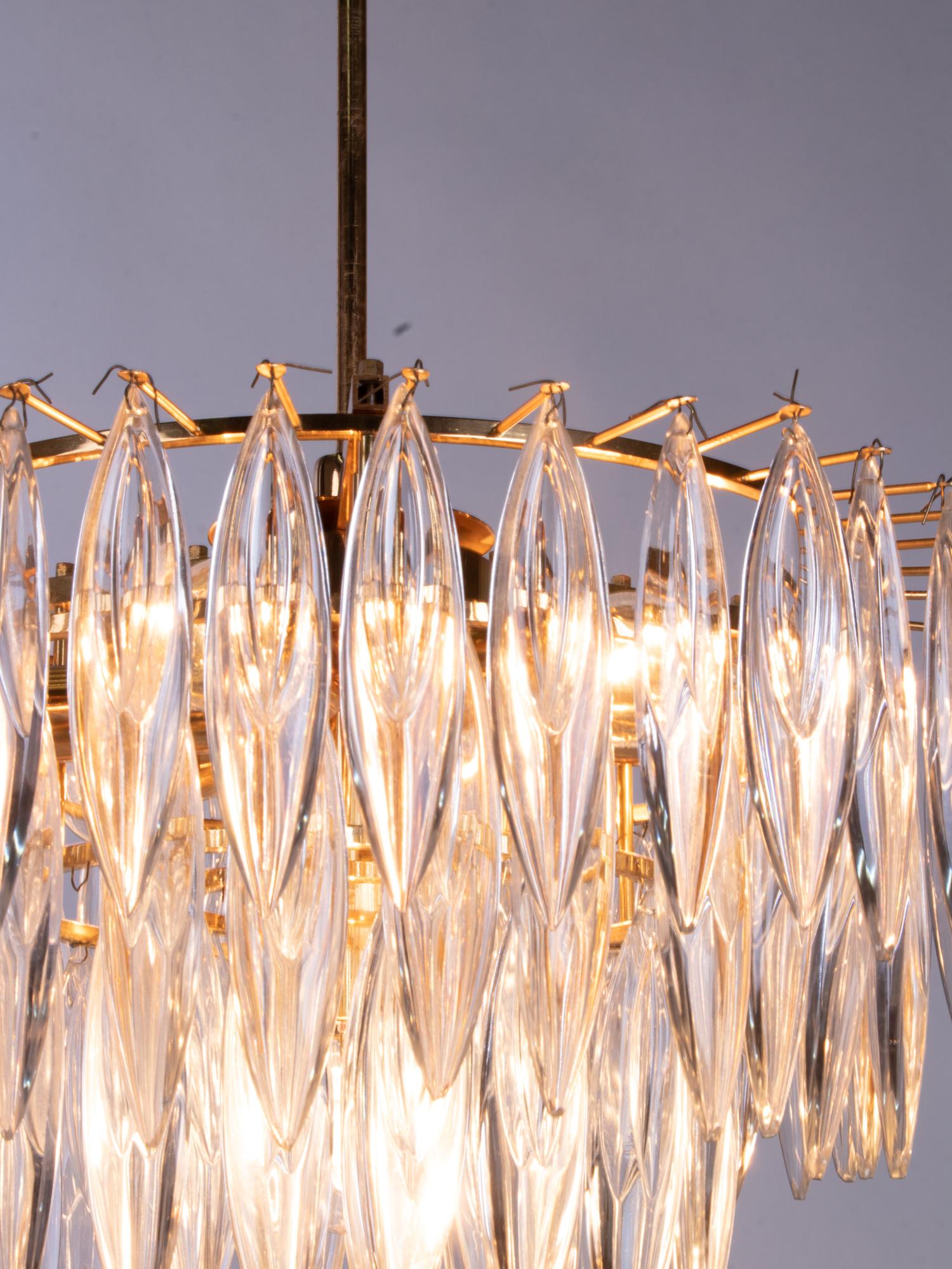 Mid-Century Modern 1960 Vienna Lobmeyr / Bakalowits & Sons Chandelier Crystal & Gold Plated For Sale
