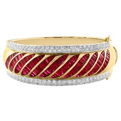 1960 Vintage By 16 Karat Burma Rubin & 6 Karat Diamanten 18 Kt Gelbgold 109 Gramm Armreif