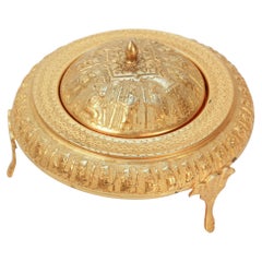 1960 Vintage in oro islamico moresco Roll Top Caviar Footed Dish Server