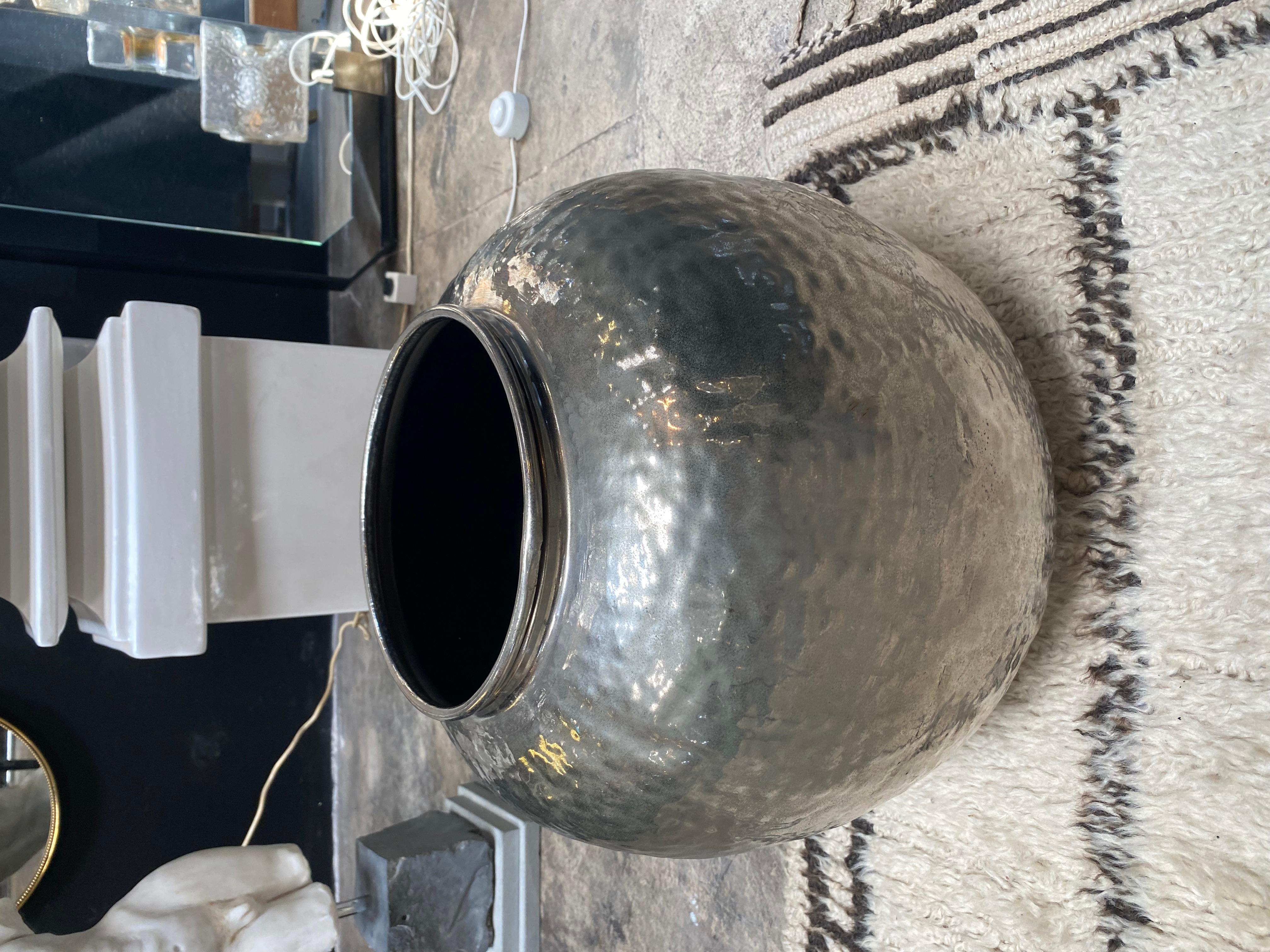 Mid-20th Century 1960 Vintage Italian Silver Plated Vase For Sale