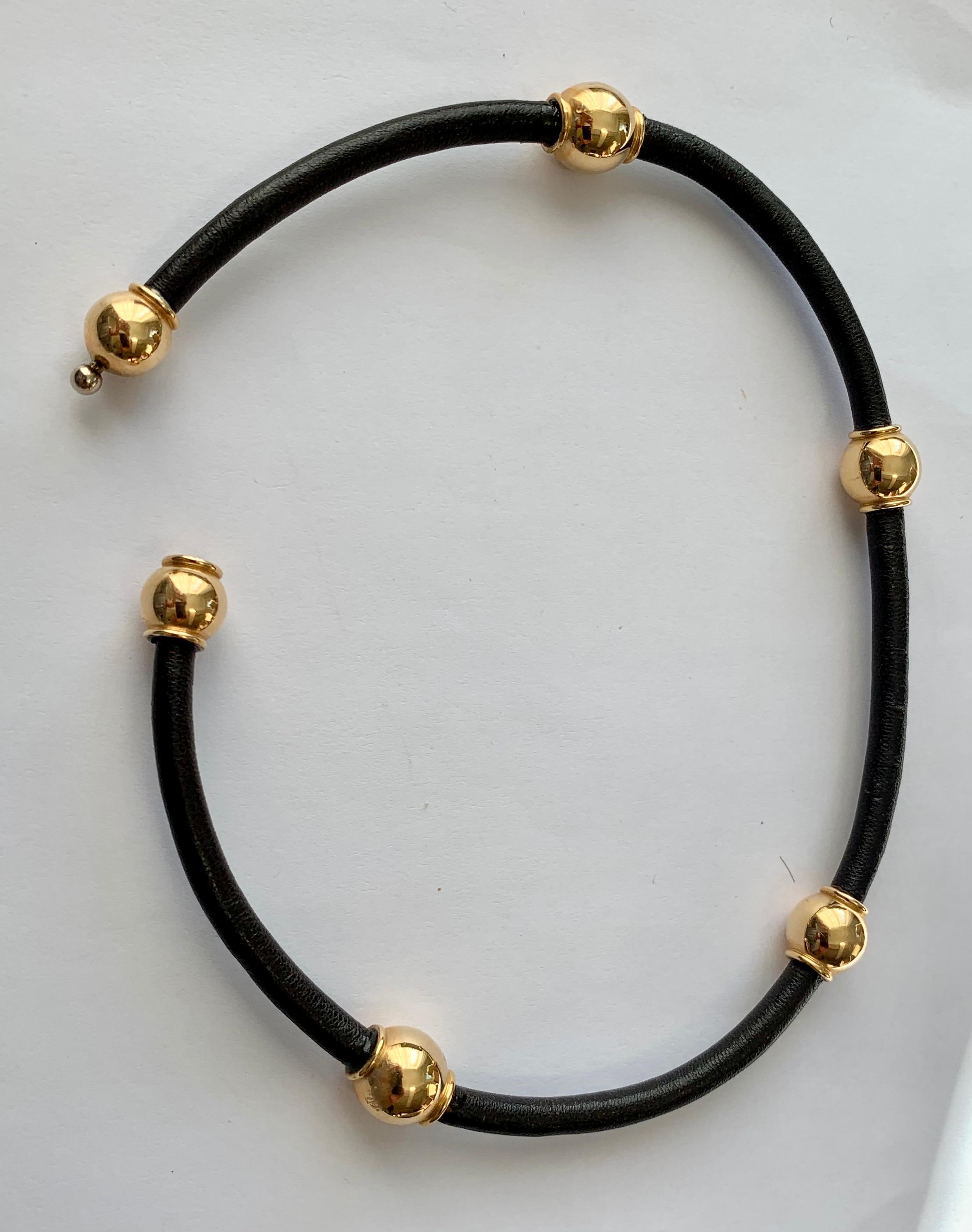 Emerald Cut 1960 Vintage Leather Necklace and Bracelet with Citrine by Paul Binder Zurich For Sale
