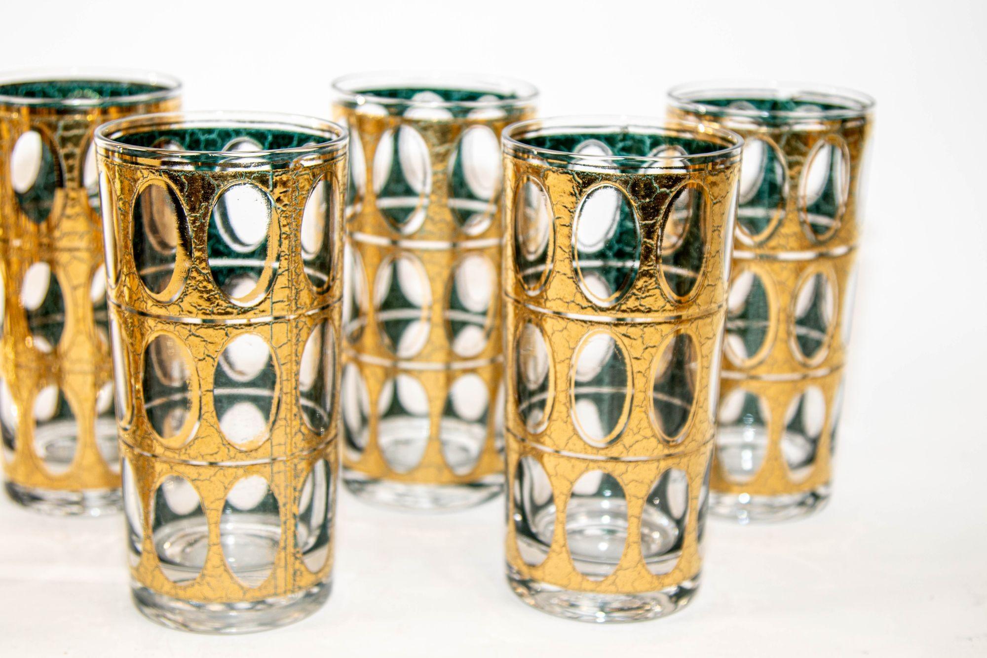 1960 Vintage Mid- Century Culver Pisa Barware Pitcher and 8 Cocktail Glasses Set 8