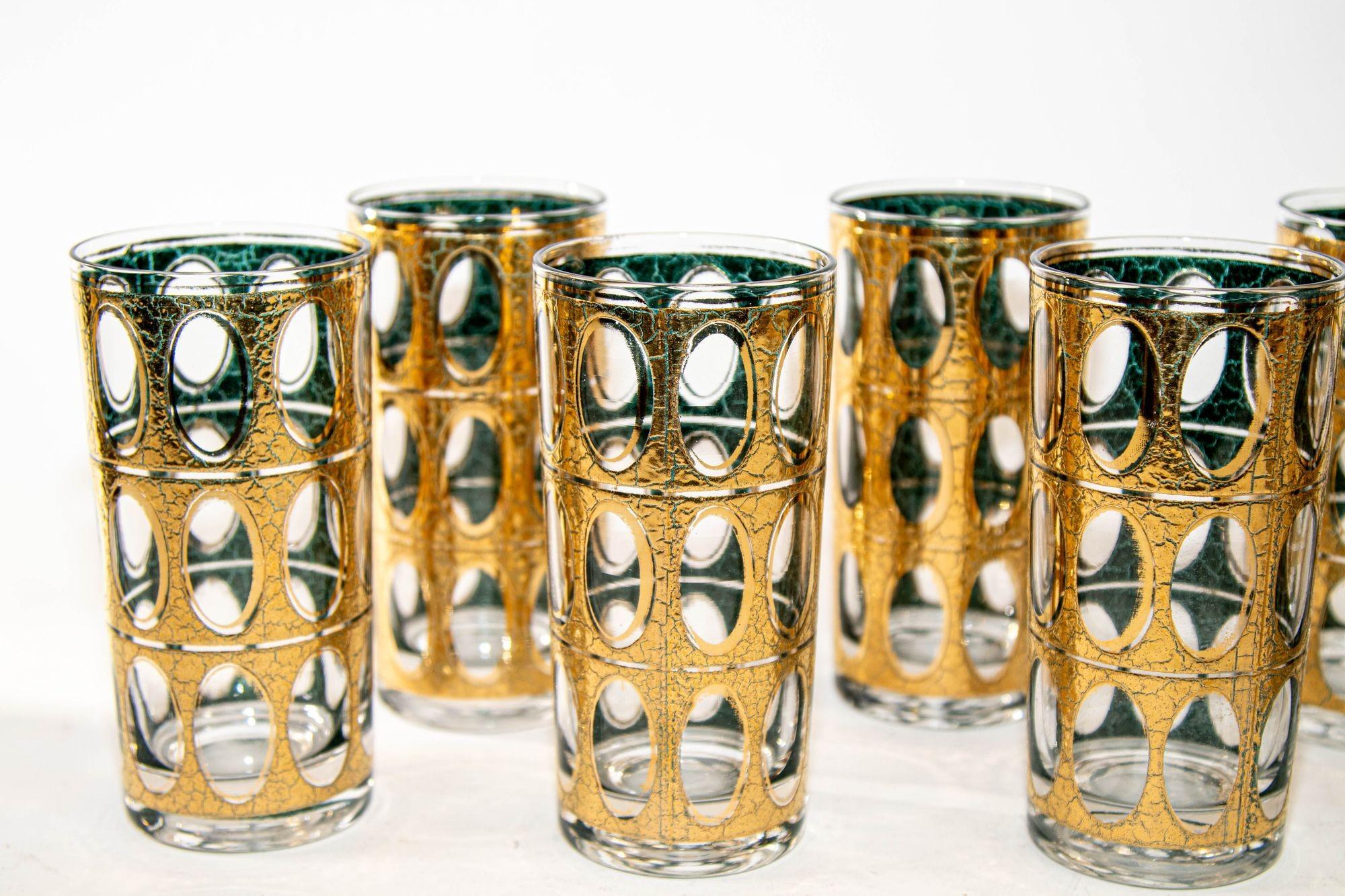 1960 Vintage Mid- Century Culver Pisa Barware Pitcher and 8 Cocktail Glasses Set 10