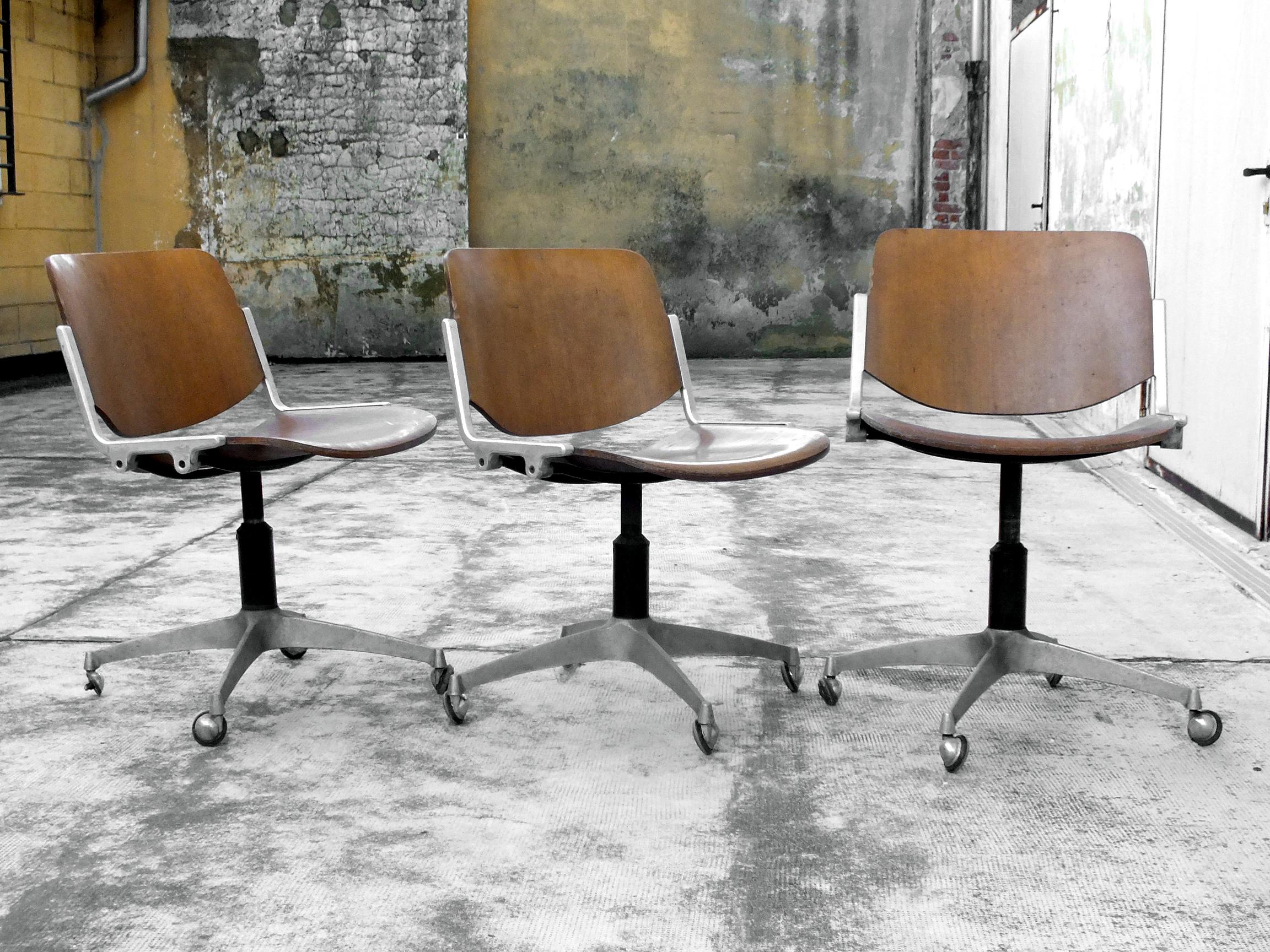 1960 Vintage Office Chair Anonima Castelli, Giancarlo Piretti In Good Condition For Sale In Biella, IT