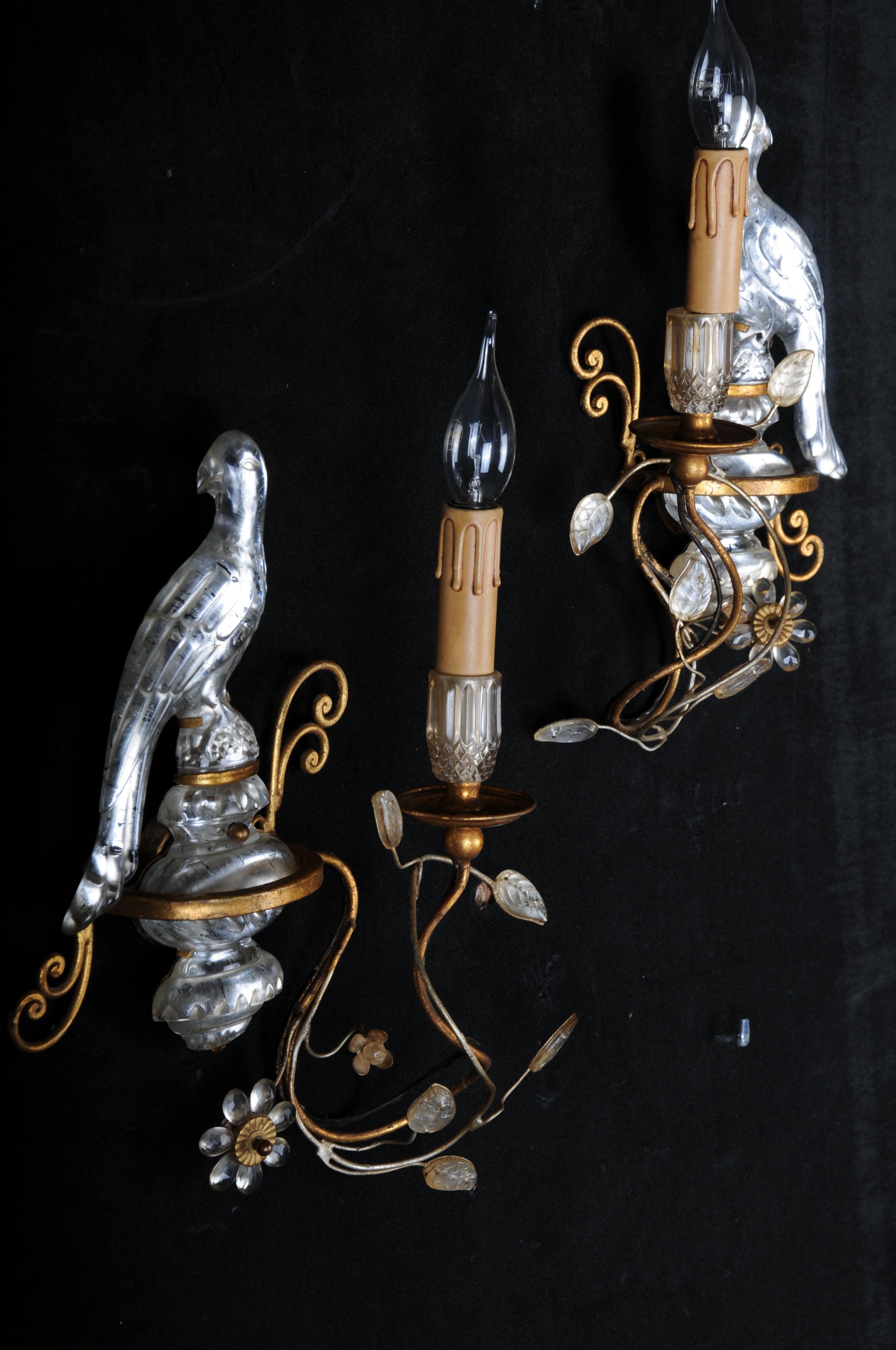 Pareja de apliques 1960 de Bronce Cristal Banci de estilo Maison Baguès en venta 5