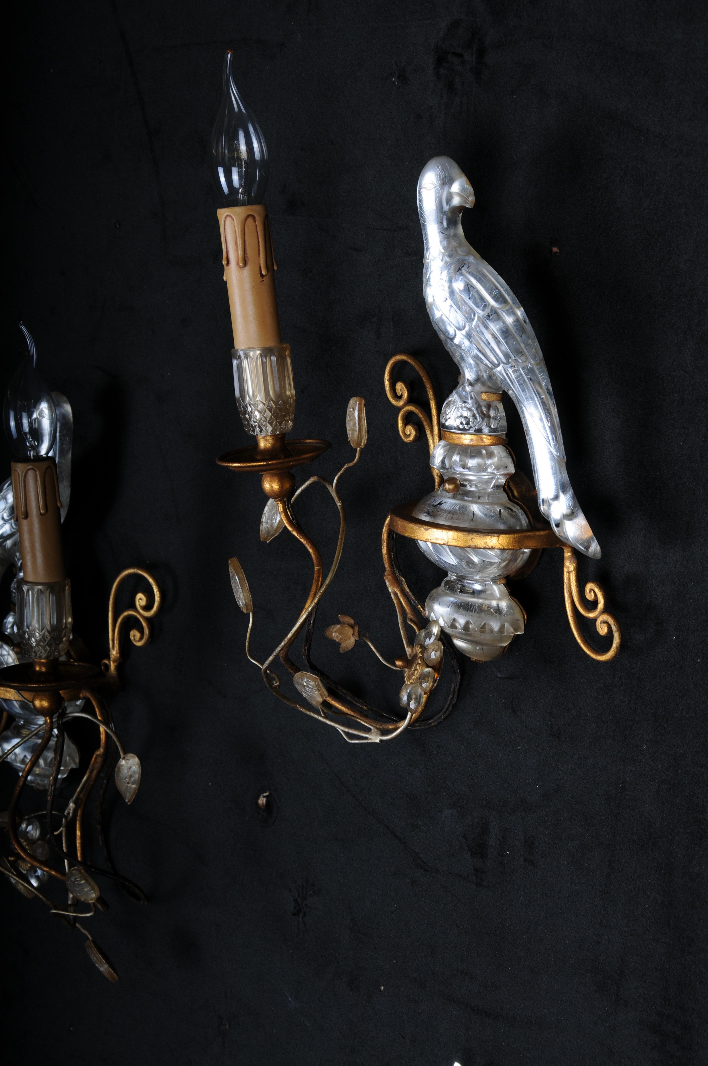 Pareja de apliques 1960 de Bronce Cristal Banci de estilo Maison Baguès en venta 8