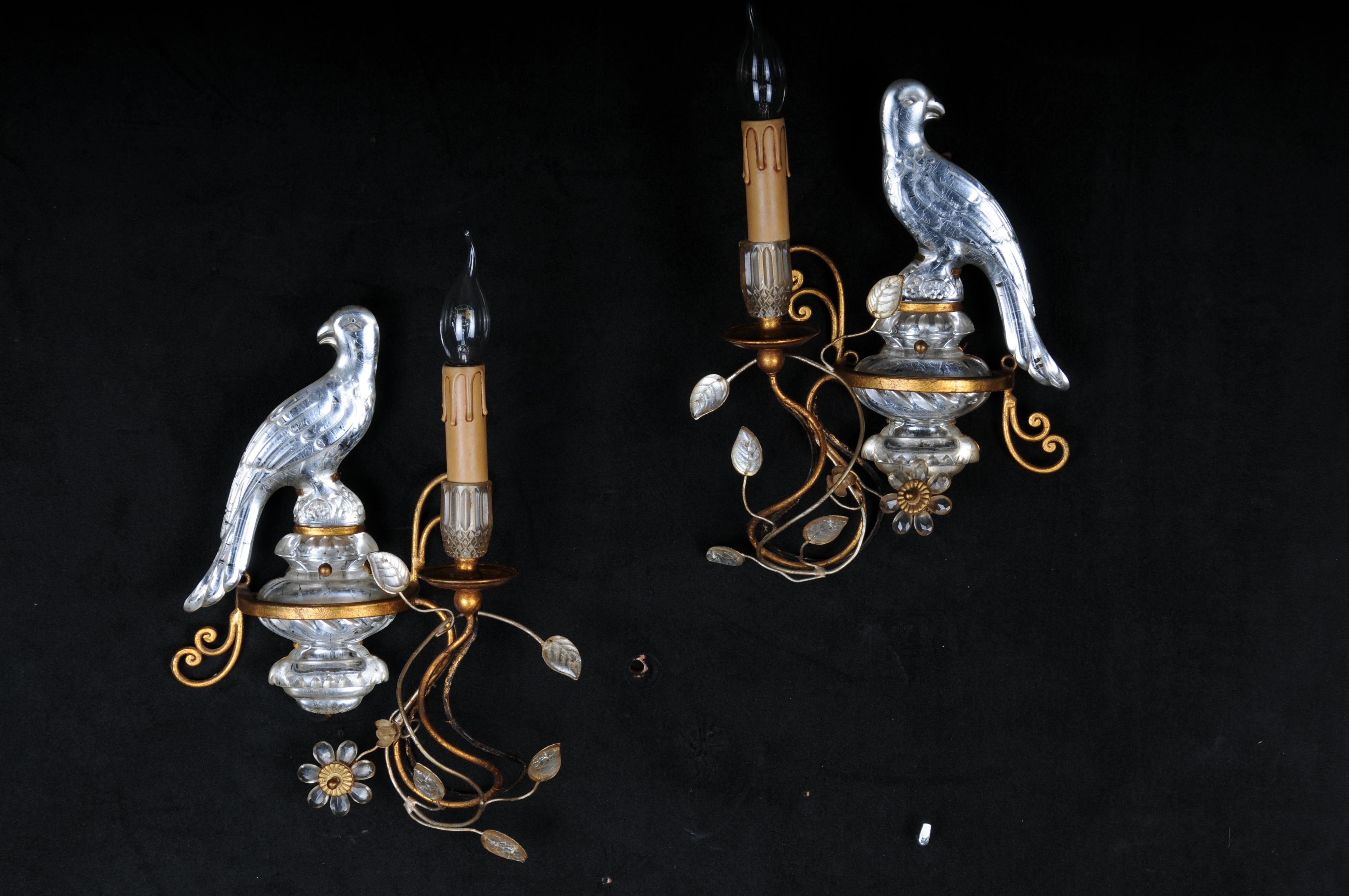 apliques años 60 banci  pareja en cristal y bronce. Dos brazos iluminados. En el estilo de Maison Baguès o Banci, hay dos pares disponibles