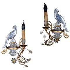 1960 wall sconce pair in Cristal Bronze Banci in the style of Maison Baguès