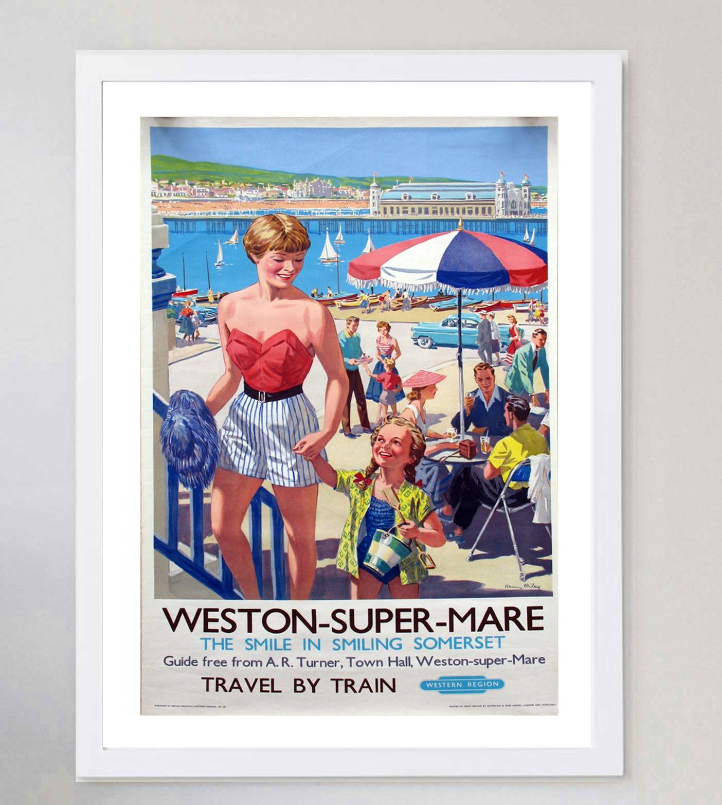 Mid-20th Century 1960 Weston-super-mare, British Railways Original Vintage Poster For Sale