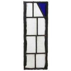 1960 White & Blue Leaded Glass Window from the JFK Airport's AA Terminal in NYC