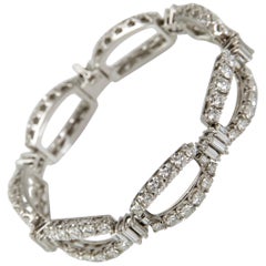 1960 White Gold Diamond Chain Bracelet Made in France