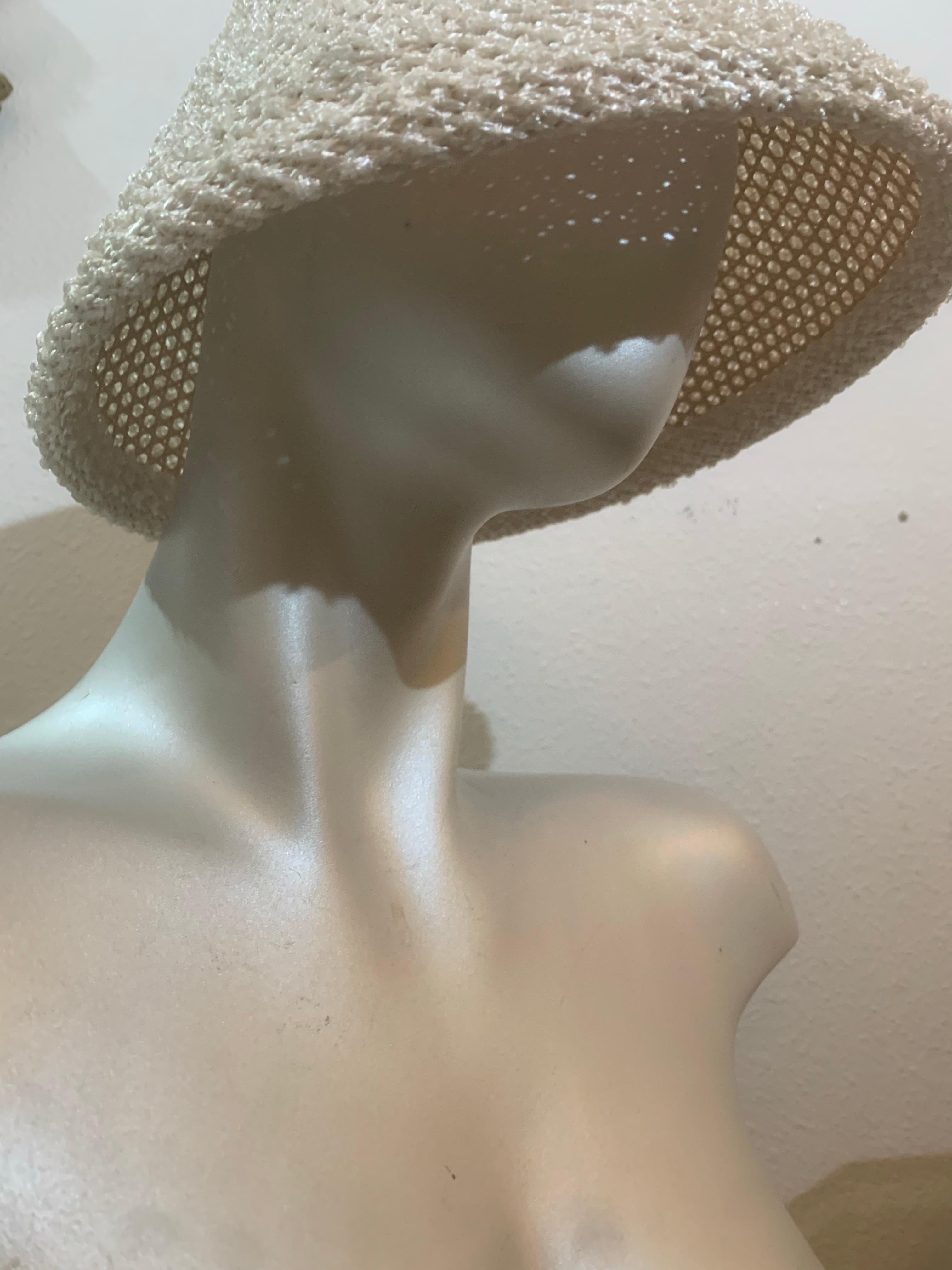 1960 White Straw Tiki-Style Sun Hat in a Simple Conical Shape. 2