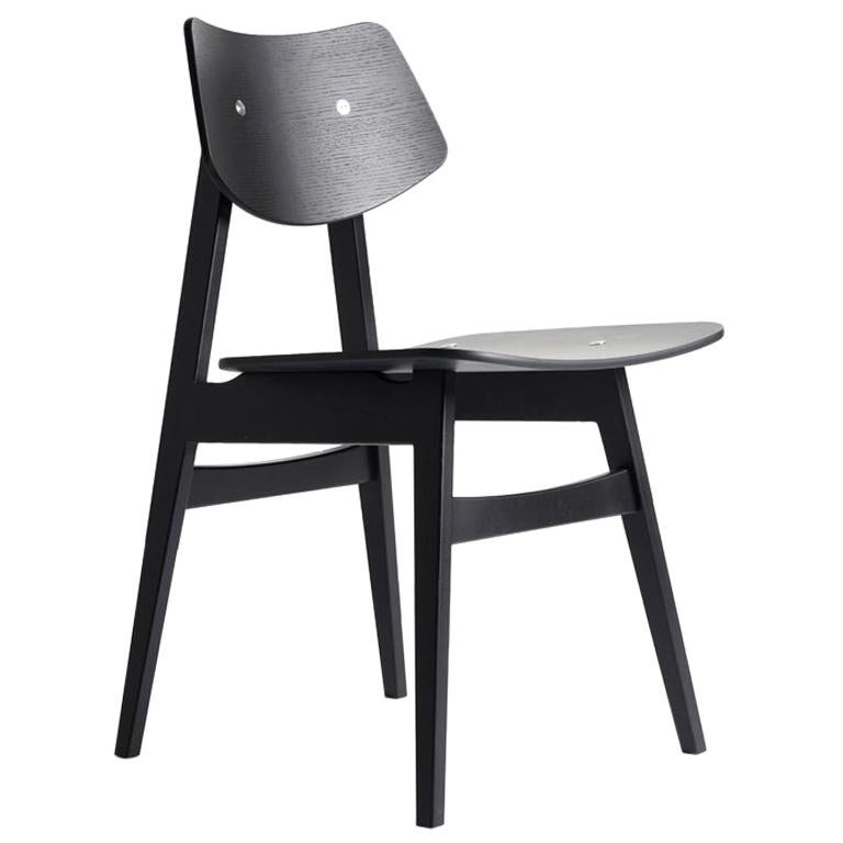 1960 Wood Dining Chair Black Oak Solid, Solid Wood Dining Chairs Black