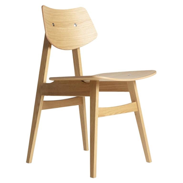 1960 Wood Chair Natural Oak, Solid Frame + Plywood, MidCentury Modern Style