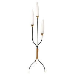 1960 Wrought-iron and rope floor lamp by Ateliers Vallauris