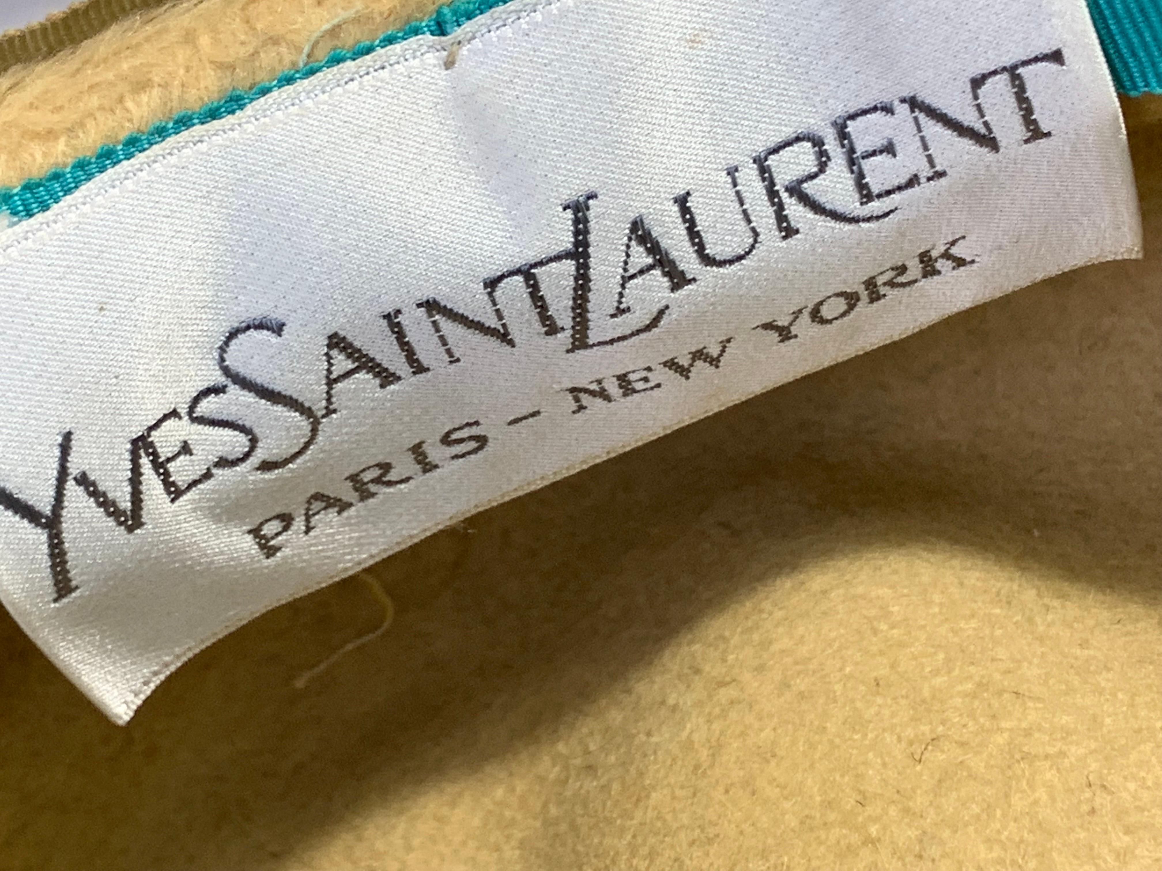 1960 Yves Saint Laurent Tan Fur Felt Mod Newsboy Hat w Snakeskin Band  2