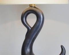 1960 Zoomorphic Black Satin Ceramic Table Lamp