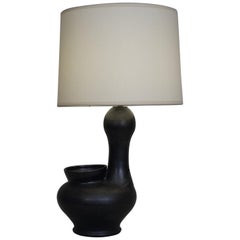 1960 Zoomorphic Black Satin Ceramic Table Lamp