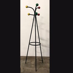 1960, Original Rare French Standing Coat Hat Stand with Colored Balls