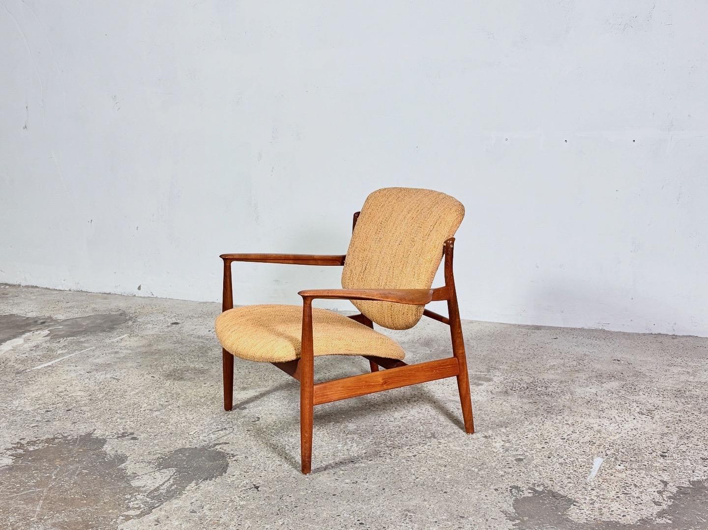 Chaise longue FD136 des années 1960, designée par Finn Juhl pour France & Søn Bon état - En vente à Offenburg, Baden Wurthemberg