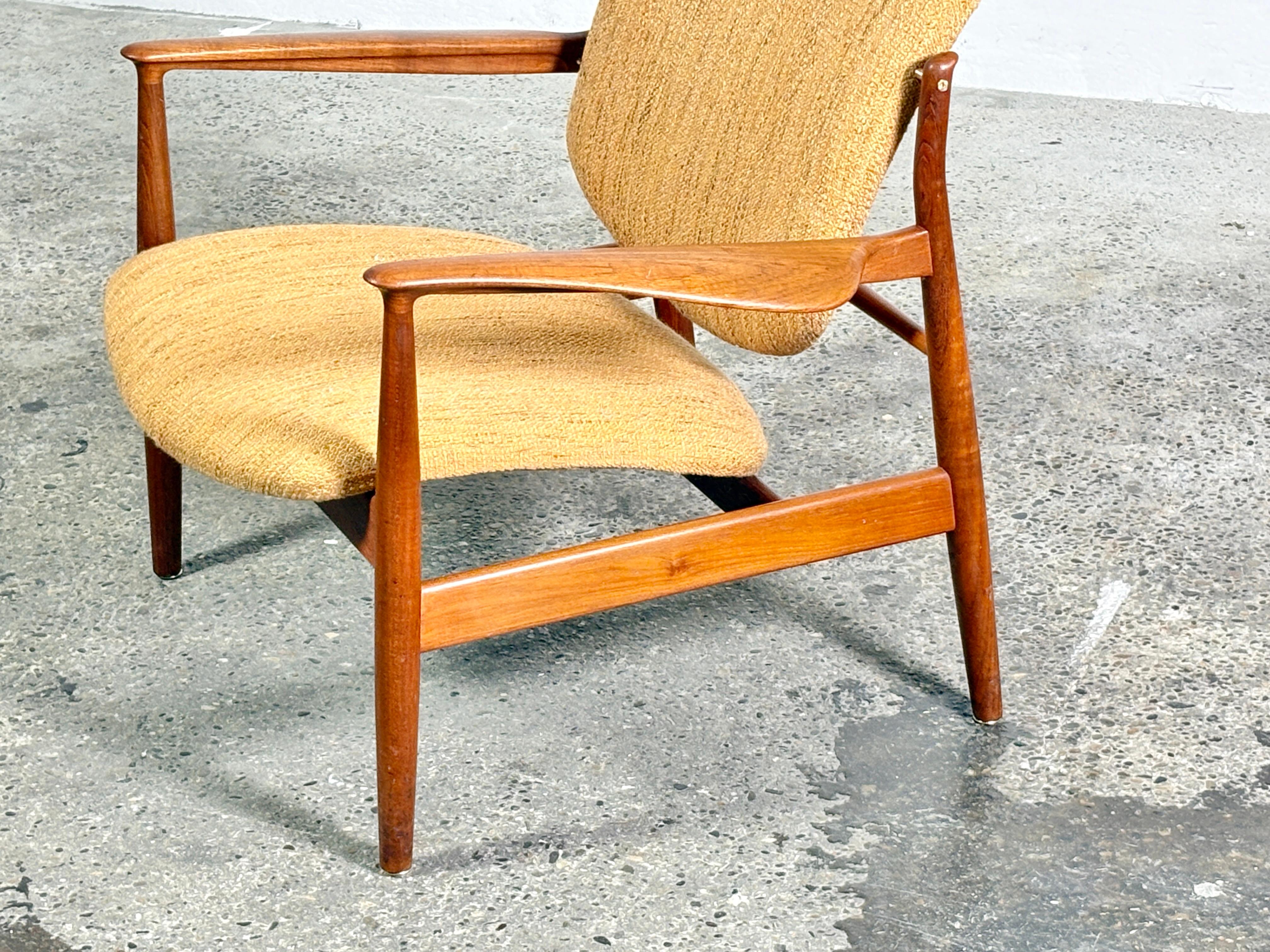 Chaise longue FD136 des années 1960, designée par Finn Juhl pour France & Søn en vente 1