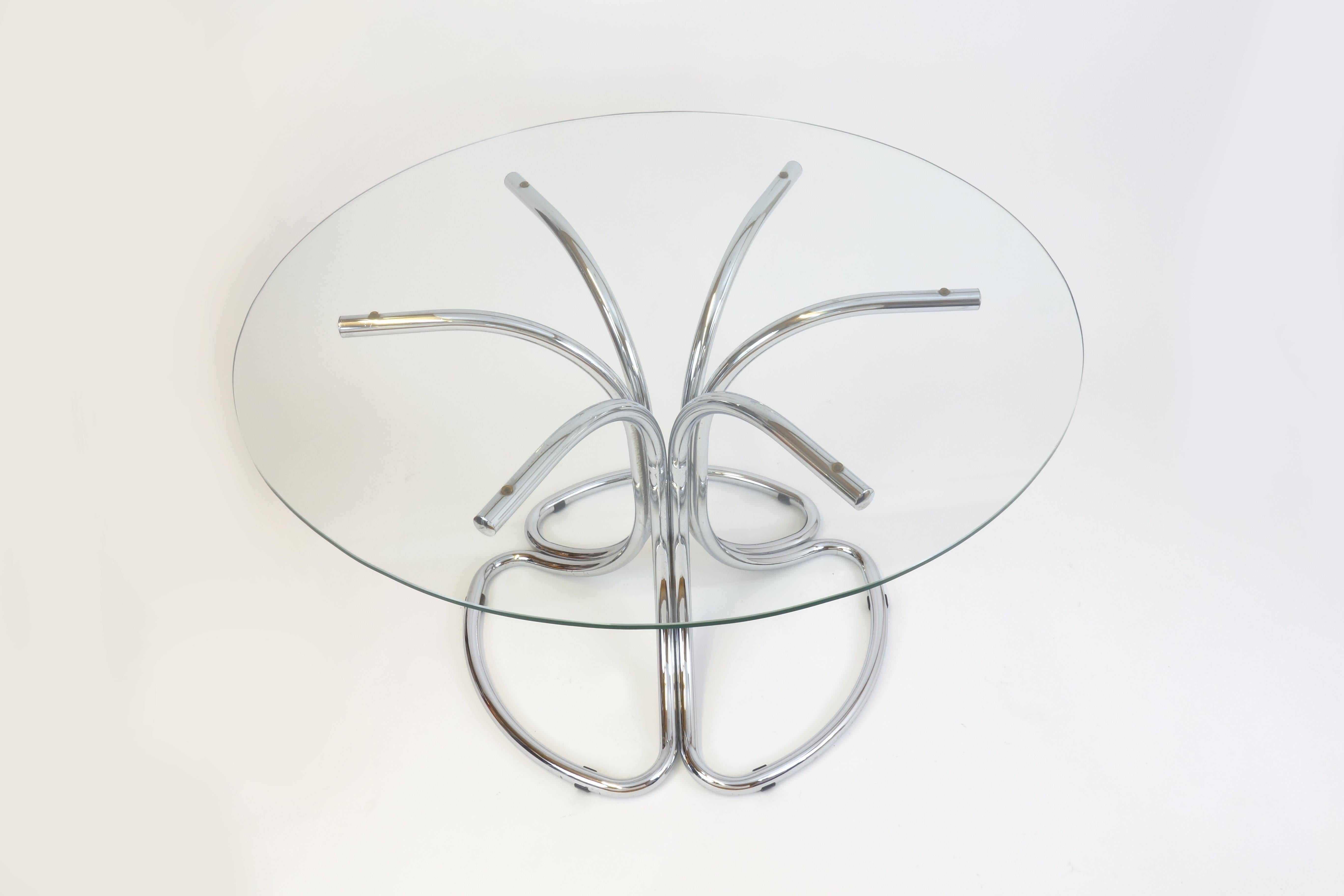 Mid-Century Modern 1960s Italian Dining Table steeltube in the style of Fontana Arte