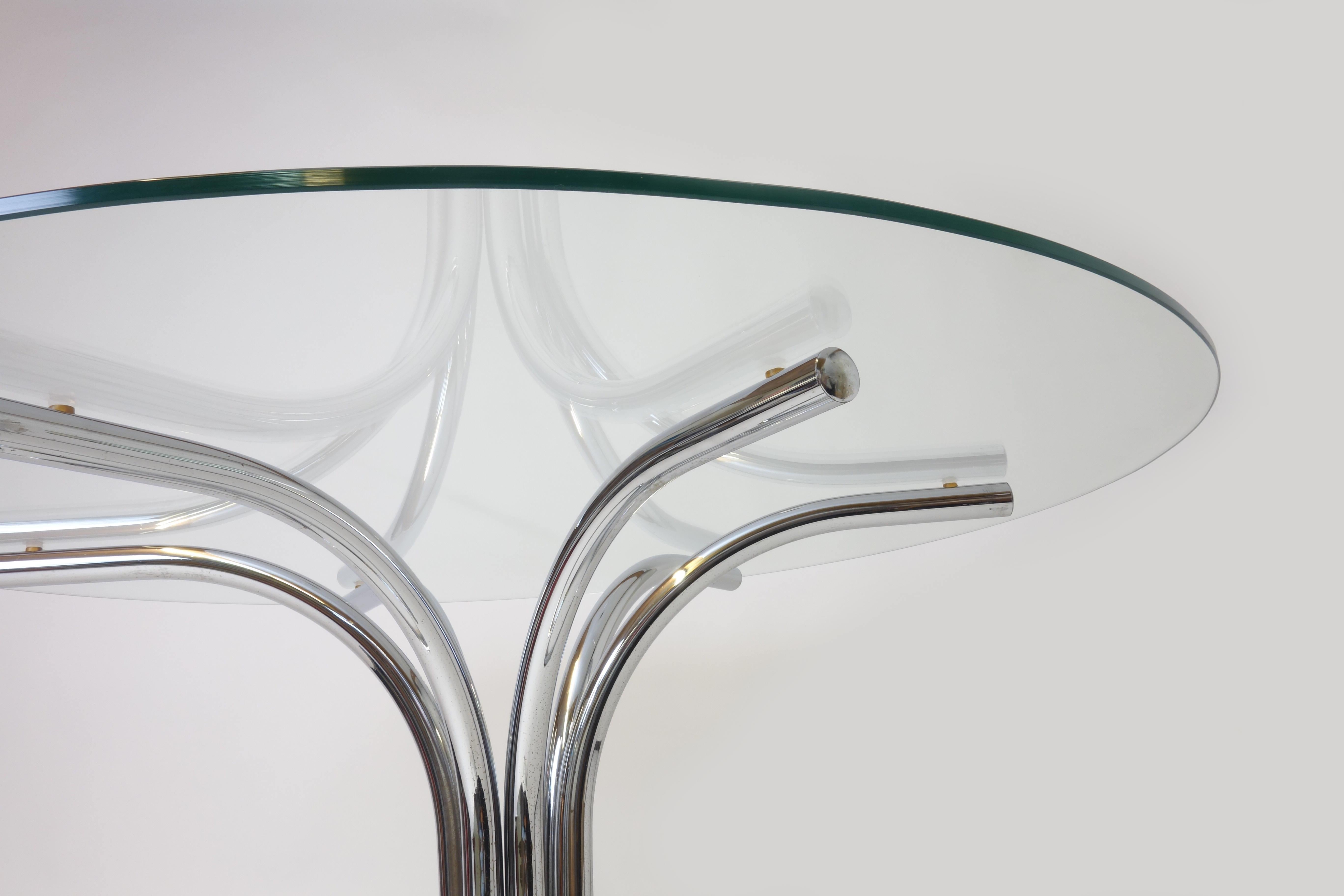 Glass 1960s Italian Dining Table steeltube in the style of Fontana Arte