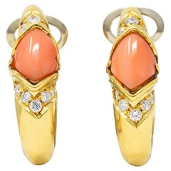 J-Hoop-Ohrringe aus 18 Karat Gelbgold mit 0,48 Karat Diamanten, 1960''s