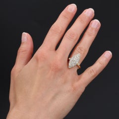 Bague rétro en forme de bouchon en or jaune 18 carats avec diamants de 0,70 carat, années 1960