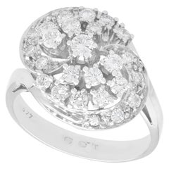 Anello da cocktail in oro bianco e diamanti da 1,00 carati del 1960