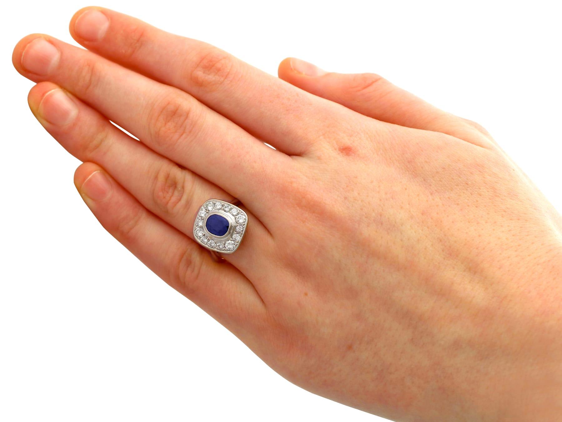 Vintage French 1.02 Carat Sapphire and 1.13 Carat Diamond Yellow Gold Ring For Sale 3