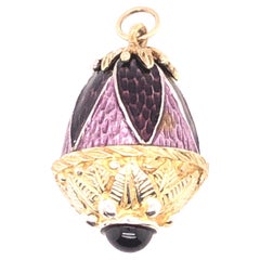 1960s 10kyt Purple and Lavender Enamel Charm Pendant 1960s 10kyt Purple and Lavender Enamel Charm Pendant