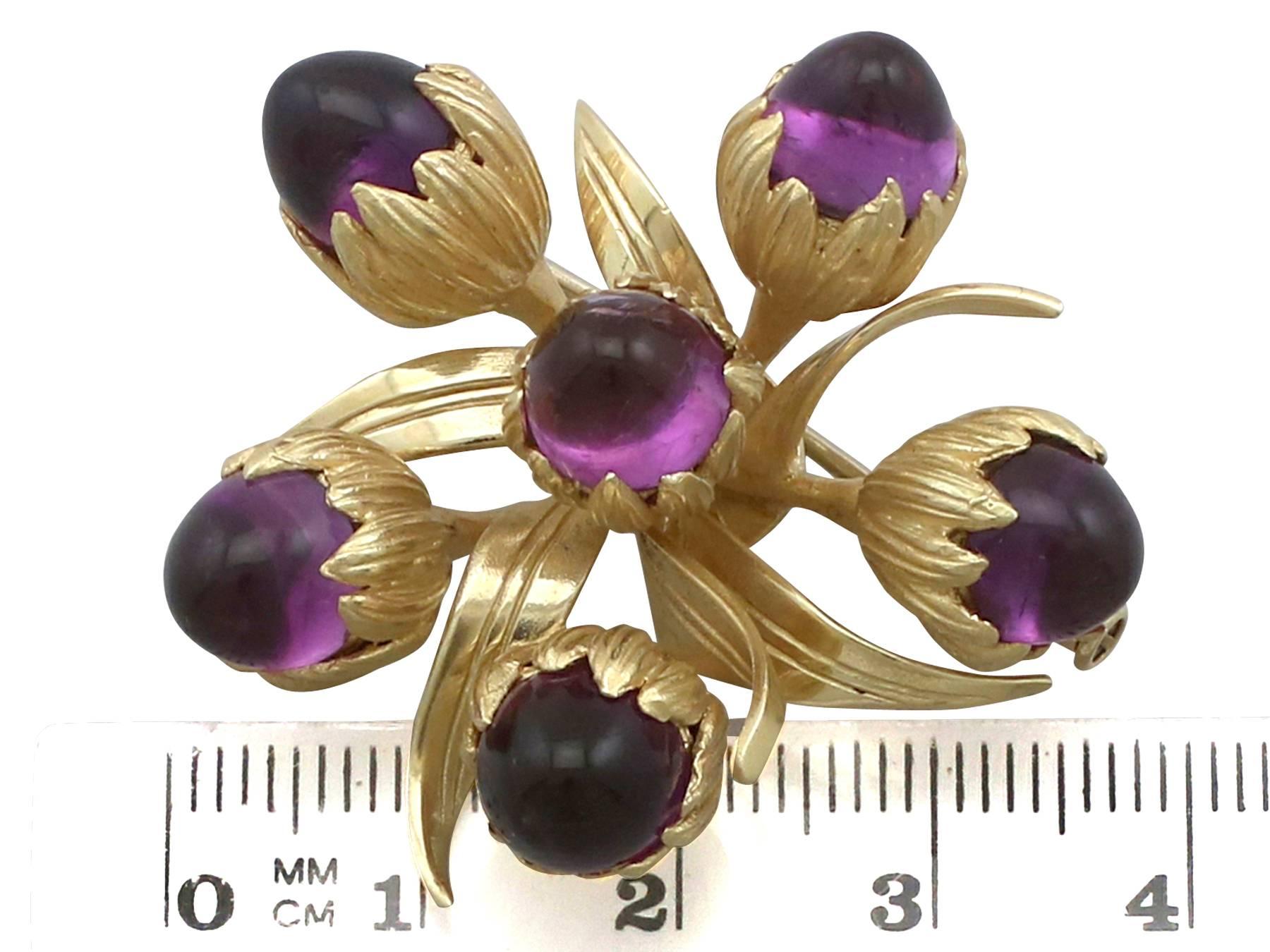 1960s 11.20 Carat Amethyst and Yellow Gold Brooch 2