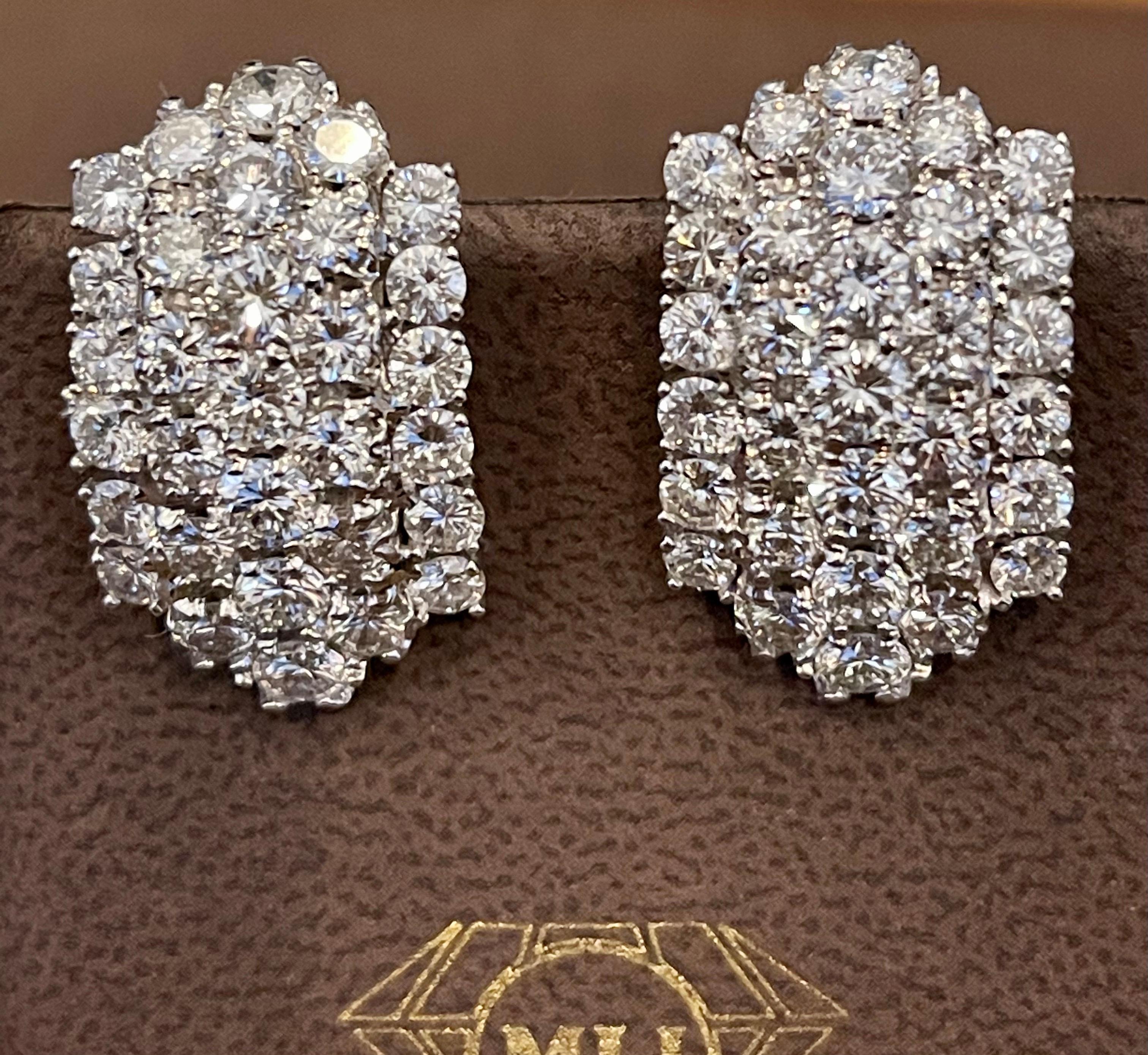 1960s 12 Carat Diamond Cocktail Stud Earrings in 18 Karat White Gold For Sale 2