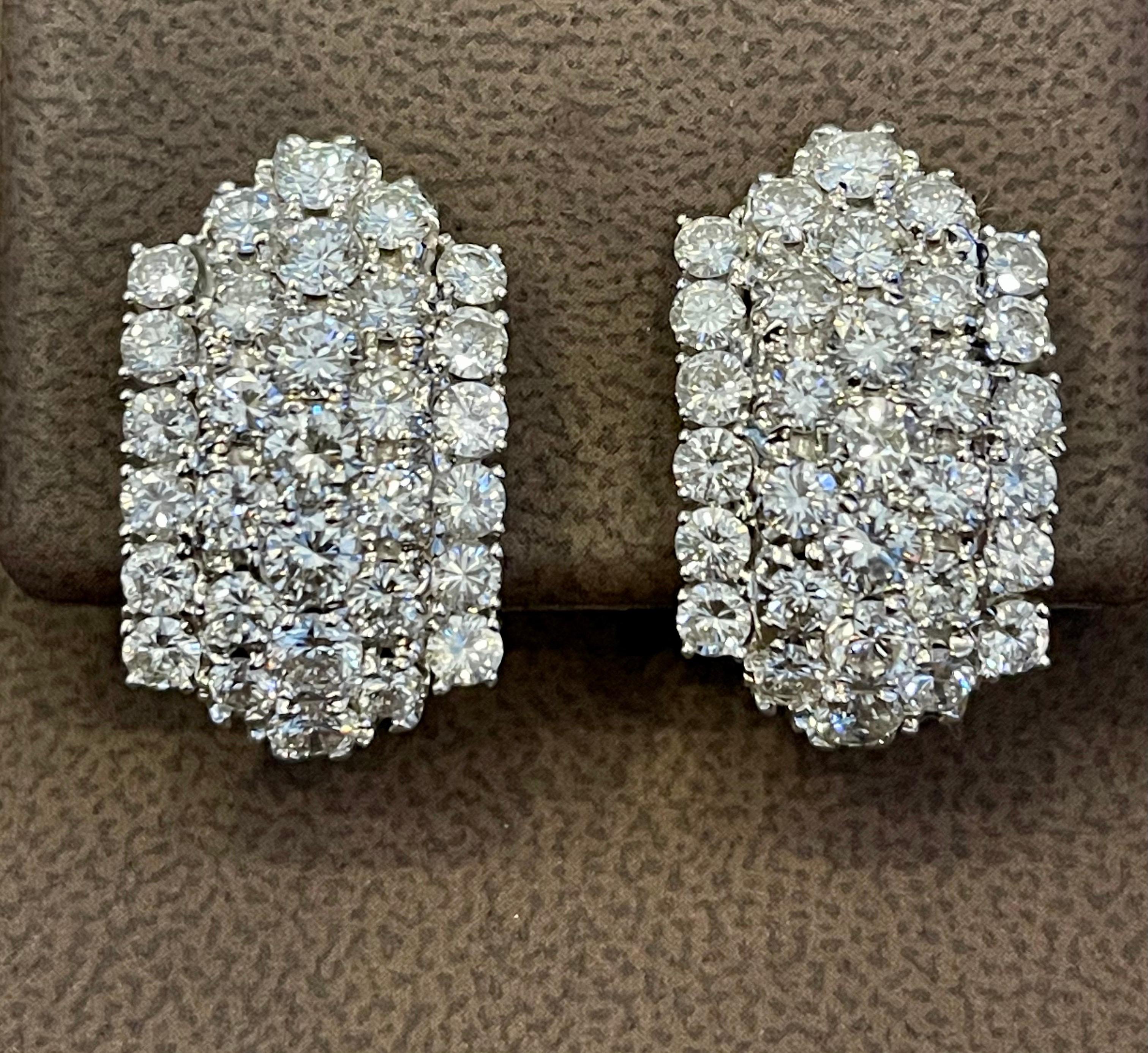 1960s 12 Carat Diamond Cocktail Stud Earrings in 18 Karat White Gold For Sale 3