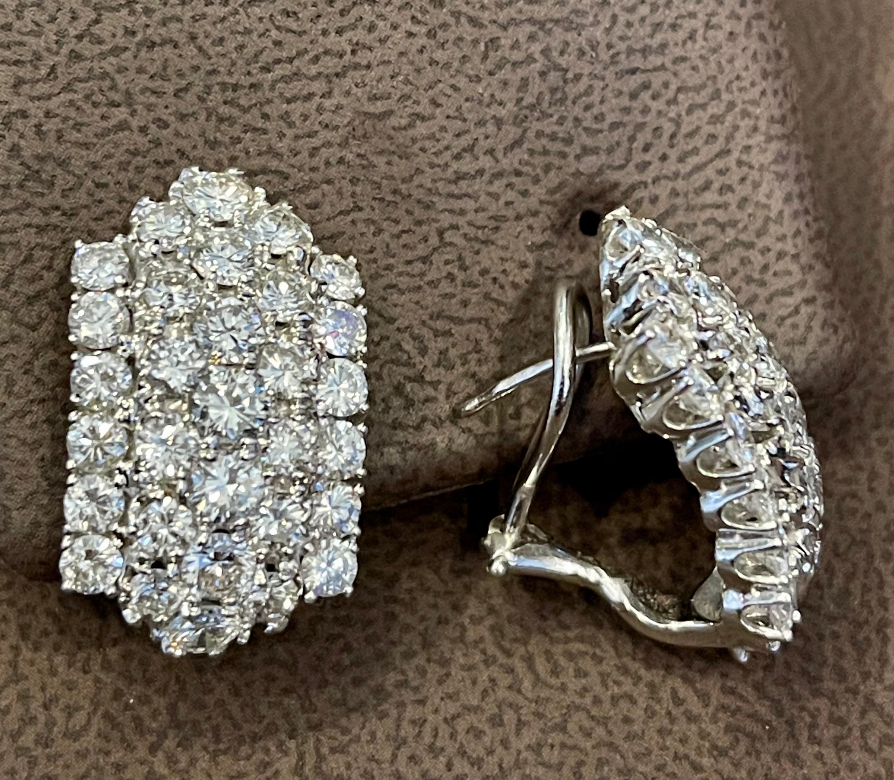 Women's 1960s 12 Carat Diamond Cocktail Stud Earrings in 18 Karat White Gold For Sale