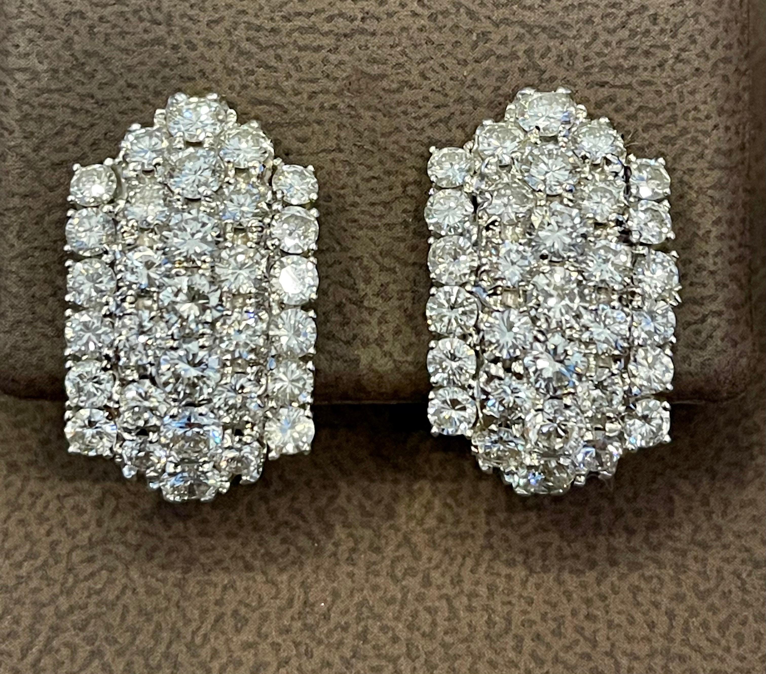 1960s 12 Carat Diamond Cocktail Stud Earrings in 18 Karat White Gold For Sale 1