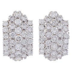 Clous d'oreilles cocktail en or blanc 18 carats avec diamants de 12 carats, années 1960