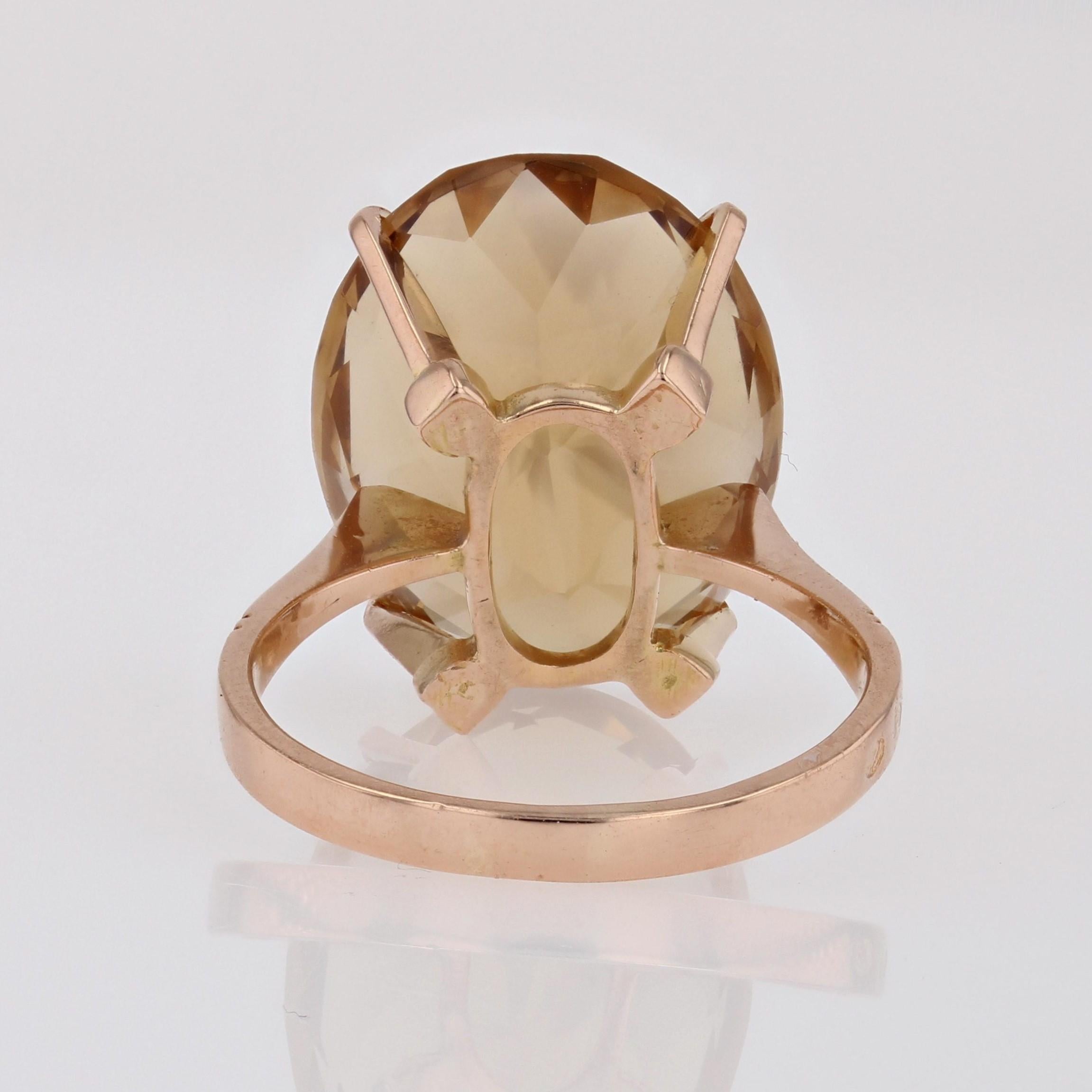 1960s 12 Carats Citrine 18 Karat Yellow Gold Cocktail Ring For Sale 12