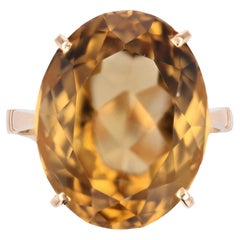 1960s 12 Carats Citrine 18 Karat Yellow Gold Cocktail Ring