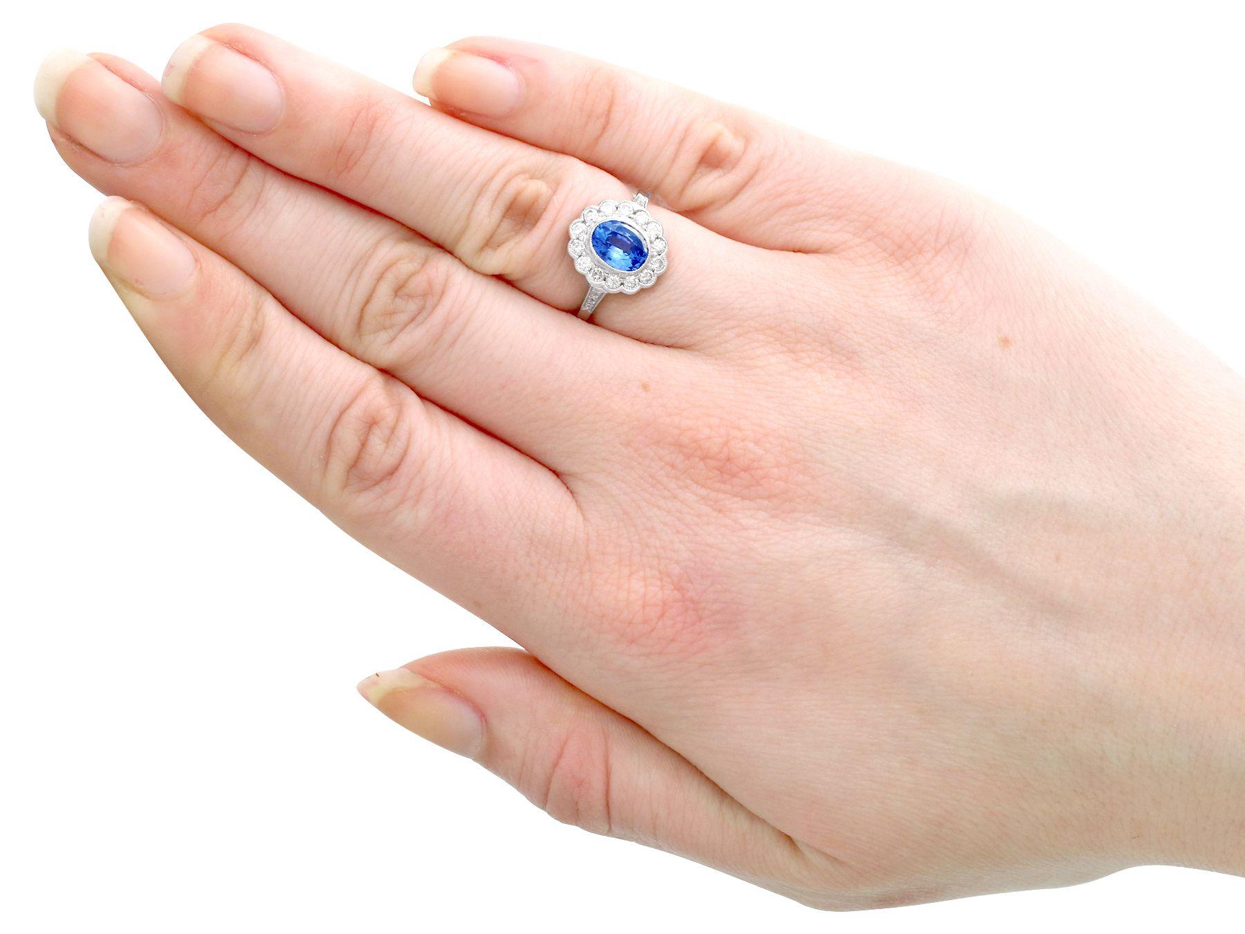 Women's 1960s 1.29 Carat Sapphire and Diamond Platinum Cocktail Ring For Sale