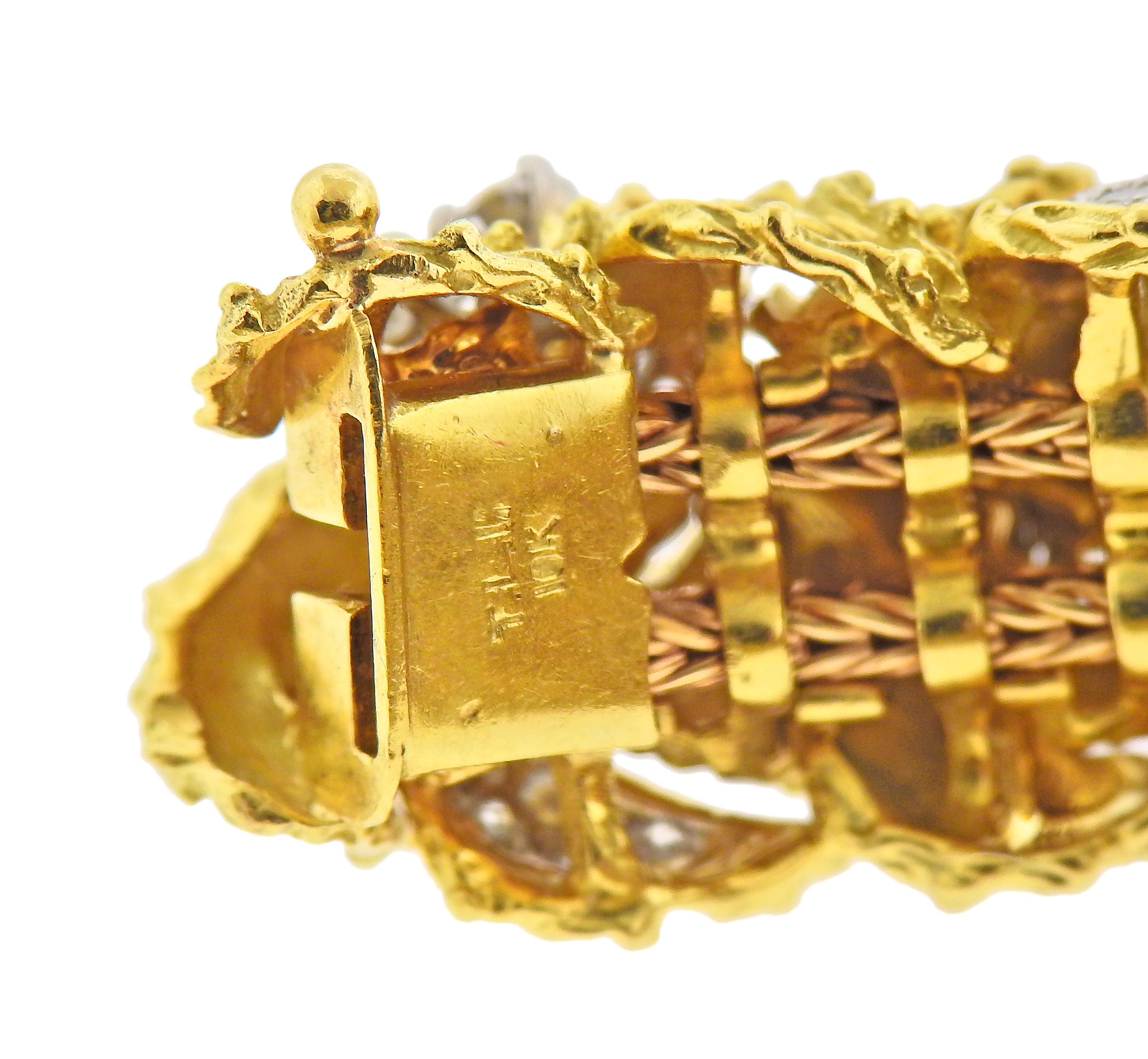 1960s 18k gold bracelet, with a total of approx. 13cts in VS-SI/GH diamonds. Bracelet will fit approx. 7