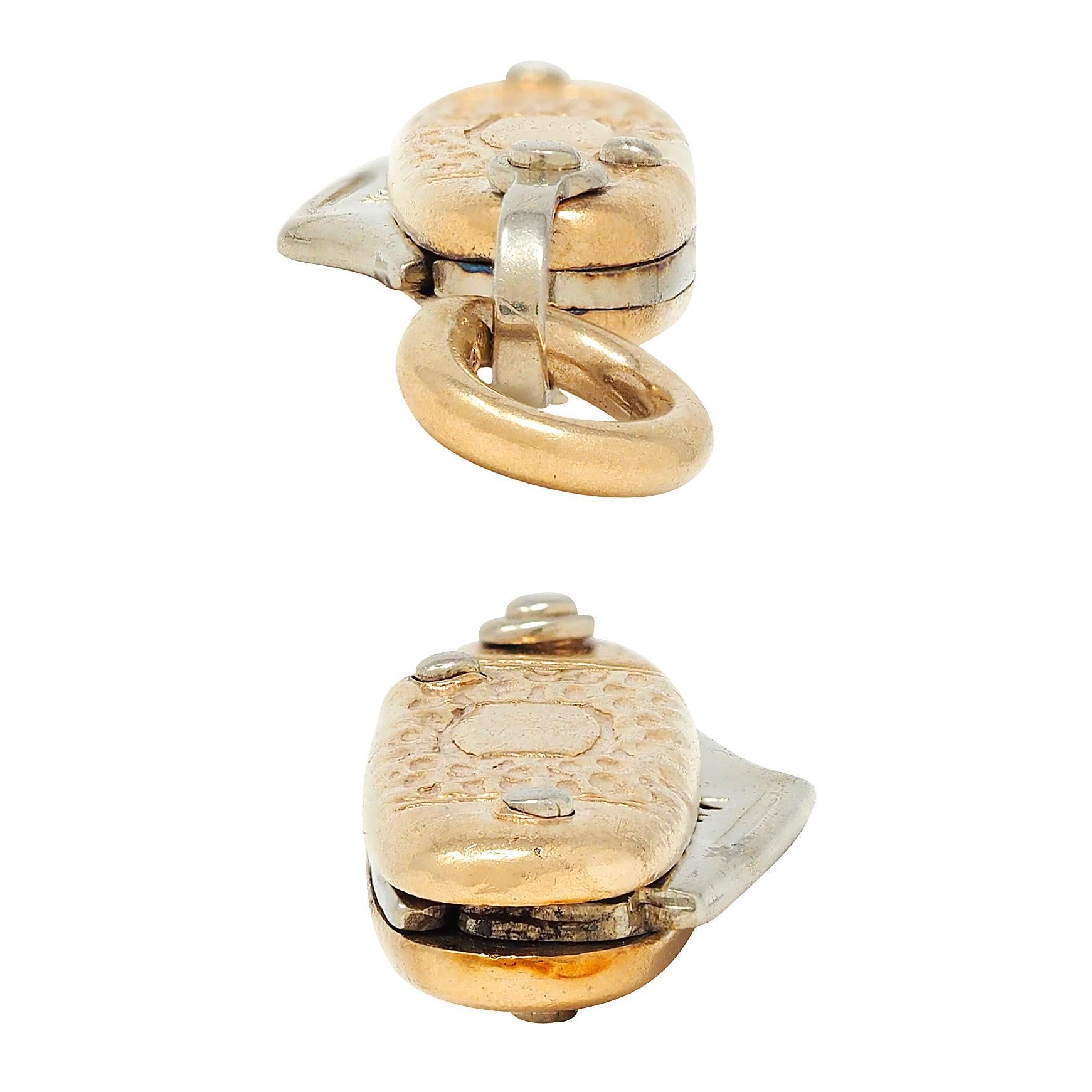 1960's 14 Karat Two-Tone Gold Vintage Pocket Knife Pendant Charm For Sale 2