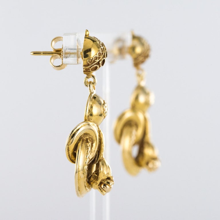 1960s 14 Karat Yellow Gold Dangle Earrings For Sale at 1stDibs