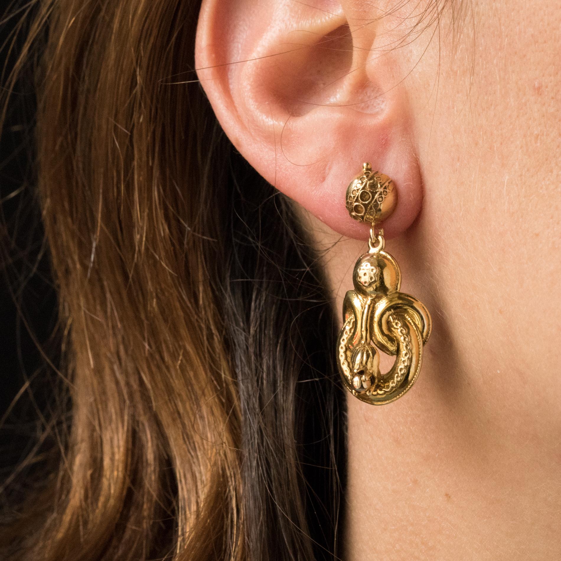 1960s 14 Karat Yellow Gold Dangle Earrings 2