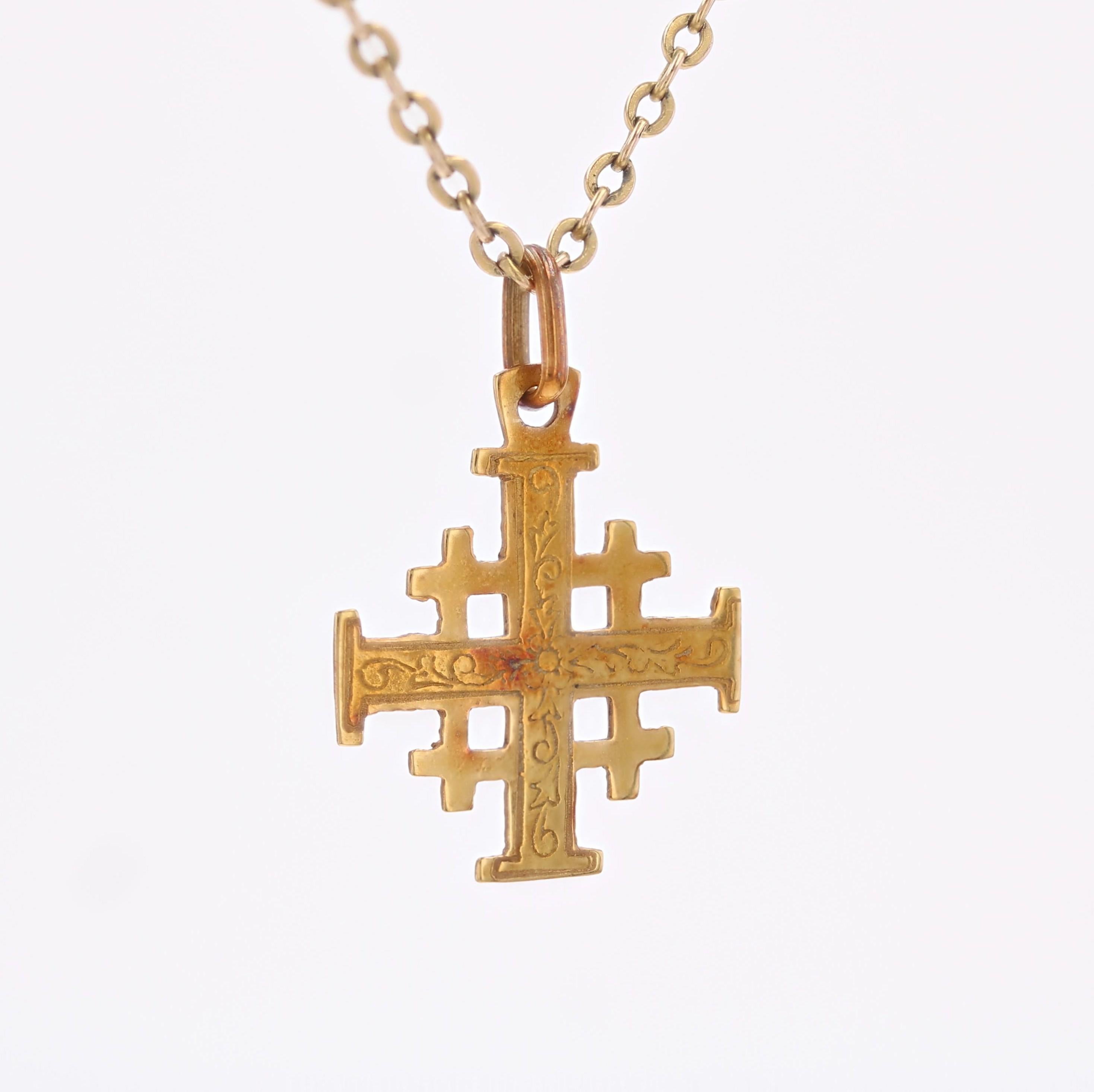 Women's 1960s 14 Karat Yellow Gold Jerusalem Cross Pendant