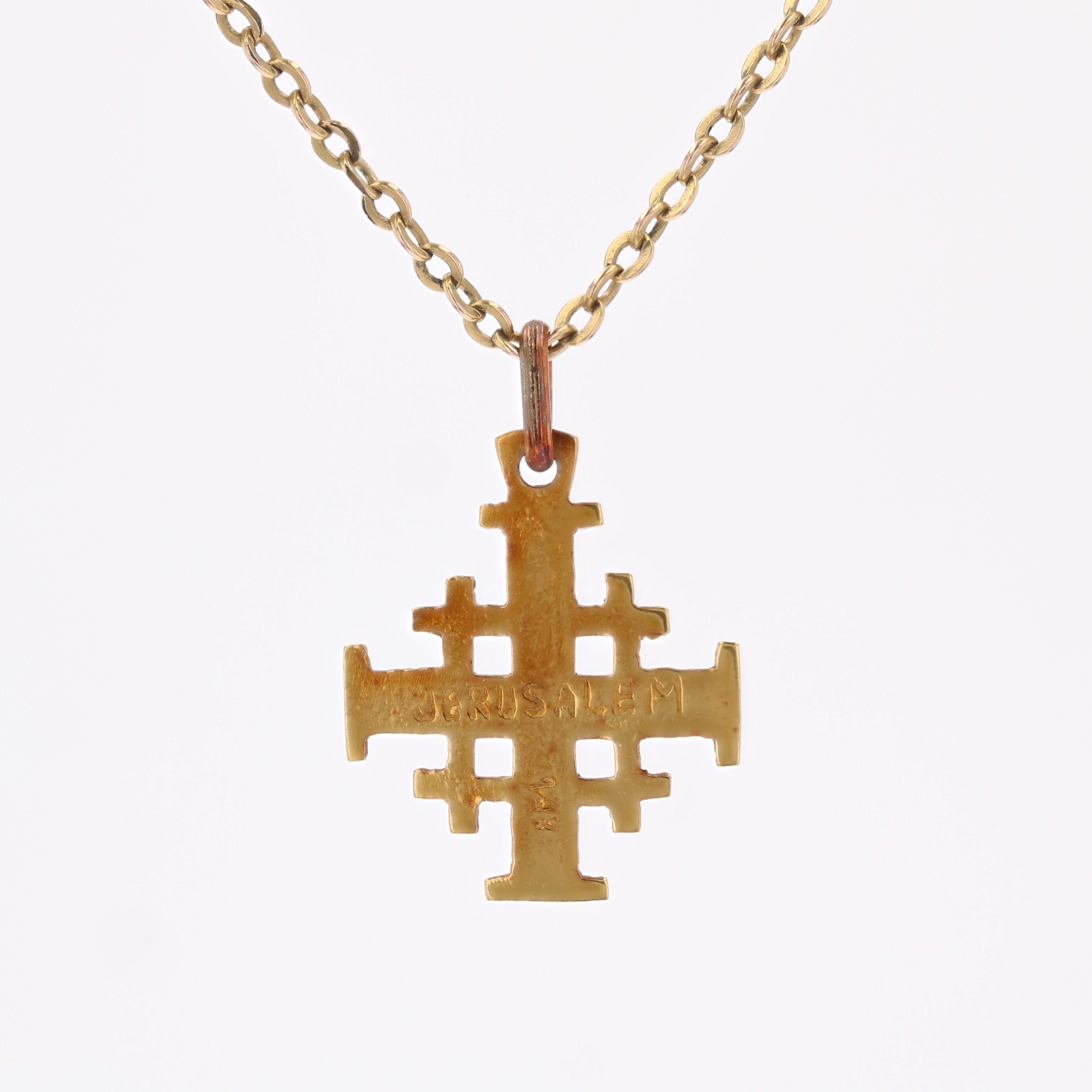 1960s 14 Karat Yellow Gold Jerusalem Cross Pendant 3