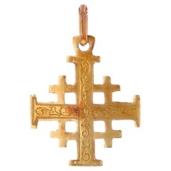 Colgante Cruz de Jerusalén de oro amarillo de 14 quilates de los años 60